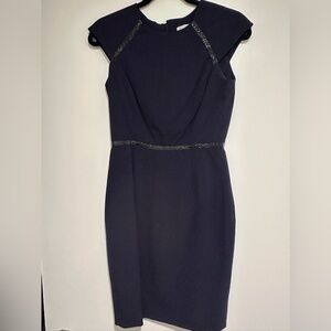 Calvin Klein Blue Shift Dress with black piping